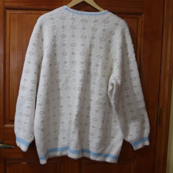 Torrid Plus Size 3 White Gemmie Pullover Sweater - Lurex Eyelash Knit - Picture 7 of 13